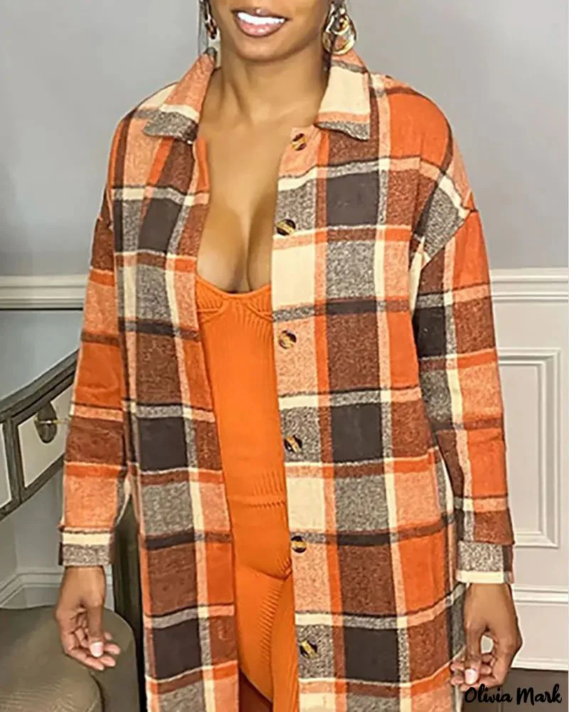 Deanwangkt - Plaid Print Long Sleeve Button Up Jacket - Deanwangkt