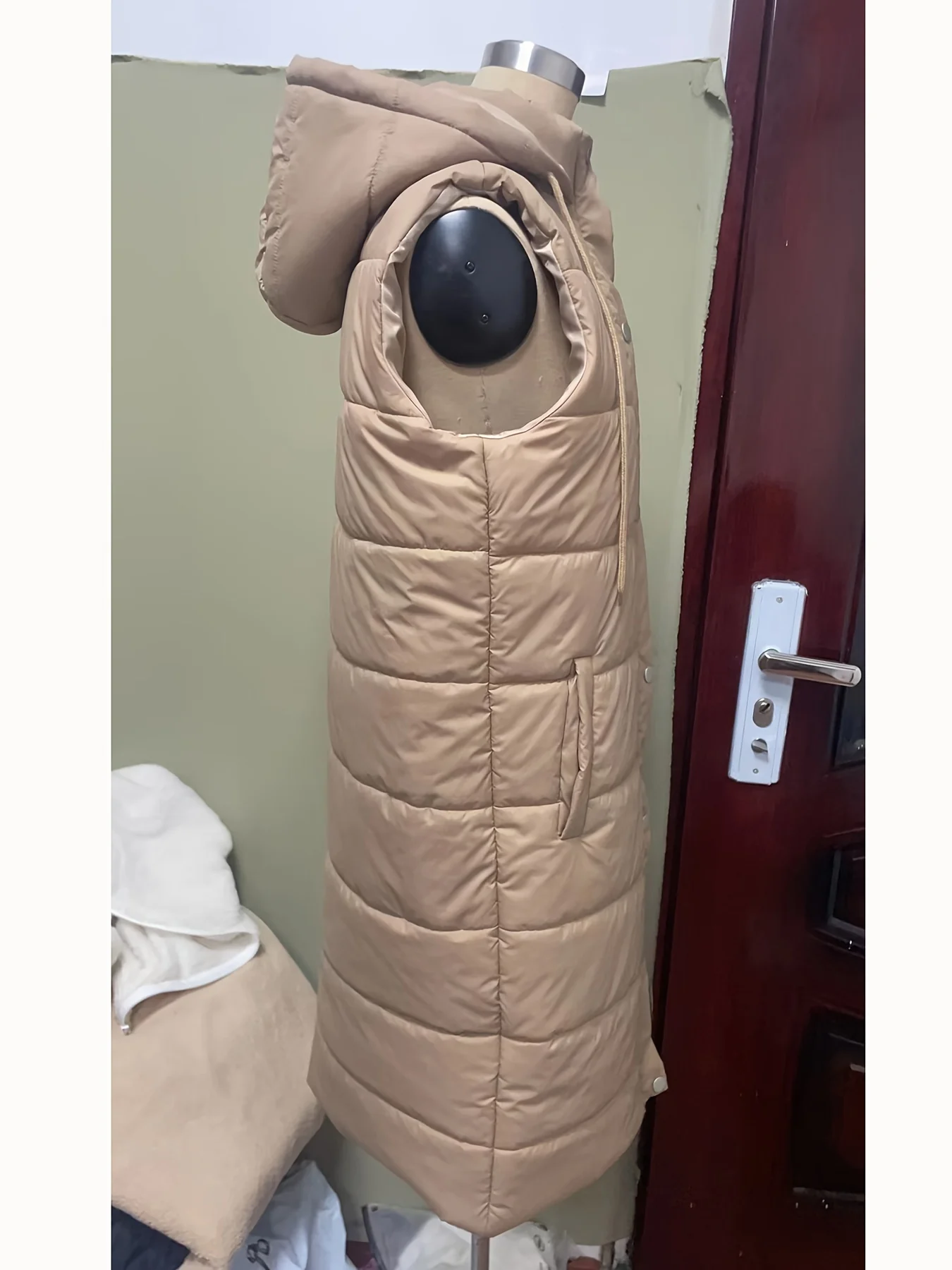 deanwangkt-1 Button Front Hooded Coat, Casual Sleeveless Long Length Outerwear, Women's Clothing - Deanwangkt