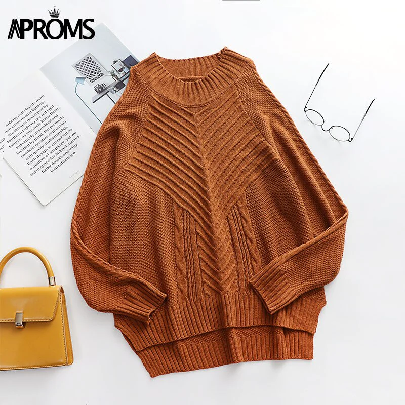 Christmas Gift Aproms Elegant Cold Shoulder Knitted Loose Sweaters Women Deanwangkt Autumn Winter Side Split Pullovers Streetwear Fashion Jumpers Top - Deanwangkt