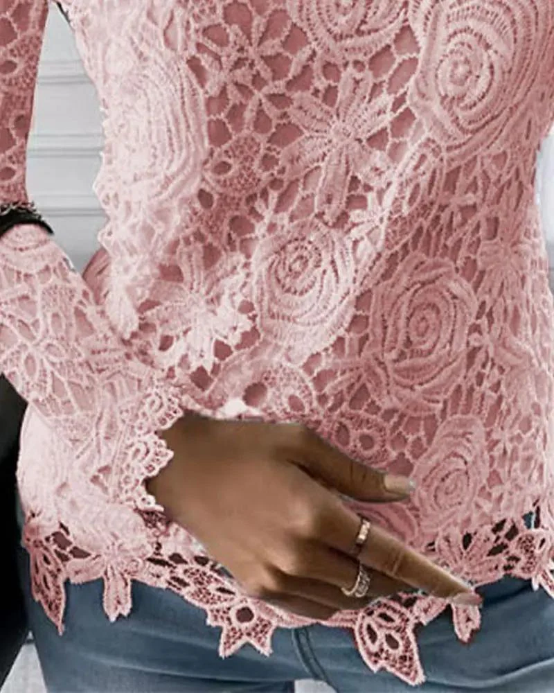 Deanwangkt - Plain lace top with long sleeves - Deanwangkt