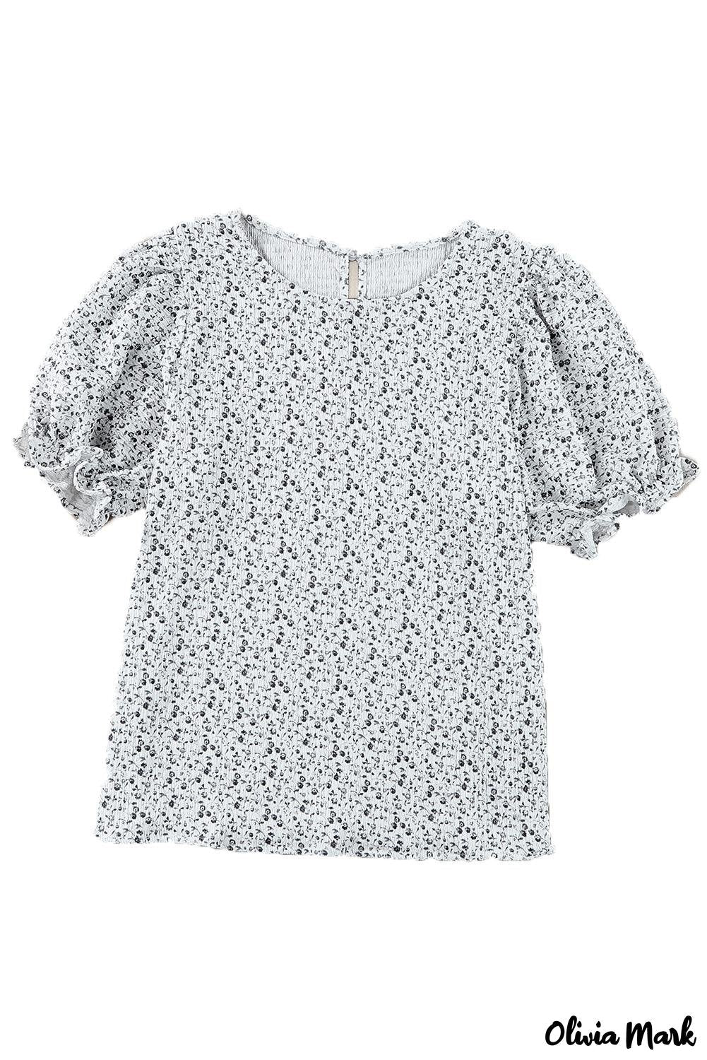 Deanwangkt - Black Floral Smocked Puff Sleeve Blouse - Deanwangkt