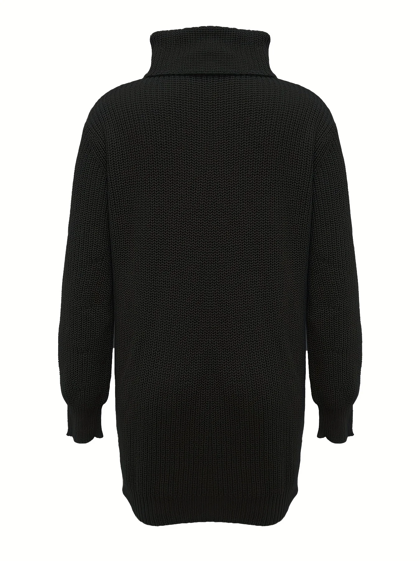 deanwangkt-1 Solid Turtle Neck Baggy Knitted Dress, Casual Long Sleeve Dress For Fall & Winter, Women's Clothing - Deanwangkt