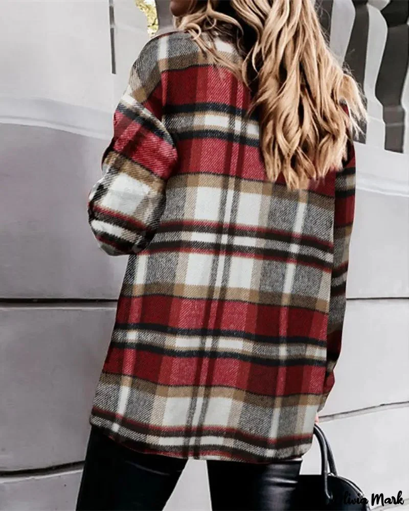 Deanwangkt - Long Sleeve Plaid Button Up Jacket - Deanwangkt