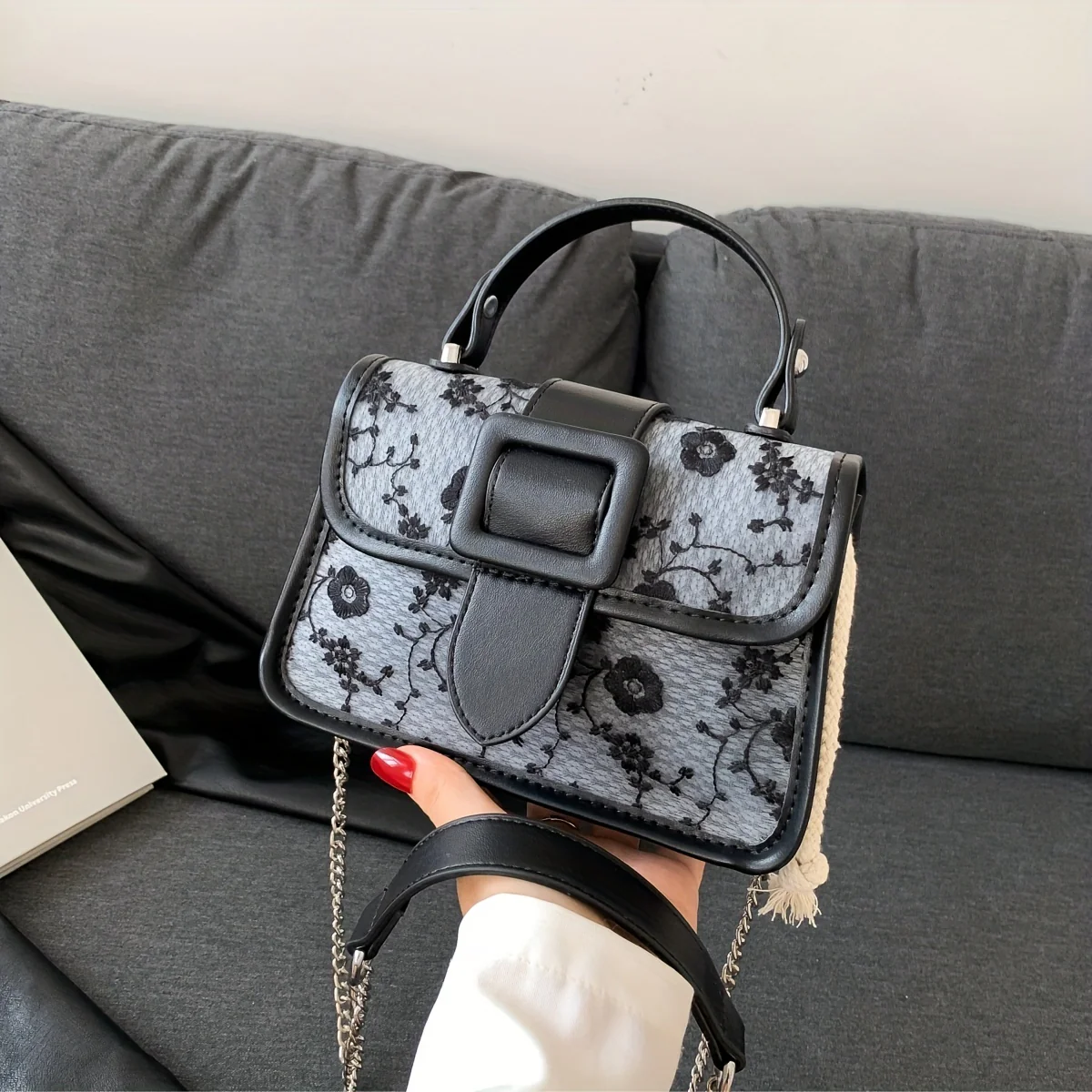 Vintage Floral Pattern Crossbody Bag, Retro PU Shoulder Bag, Women's Fairy Handbag & Purse - Deanwangkt