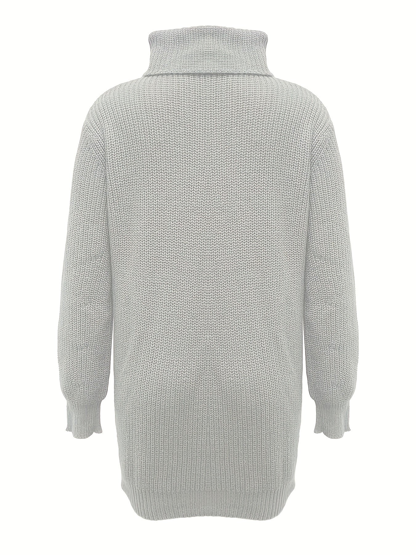 deanwangkt-1 Solid Turtle Neck Baggy Knitted Dress, Casual Long Sleeve Dress For Fall & Winter, Women's Clothing - Deanwangkt