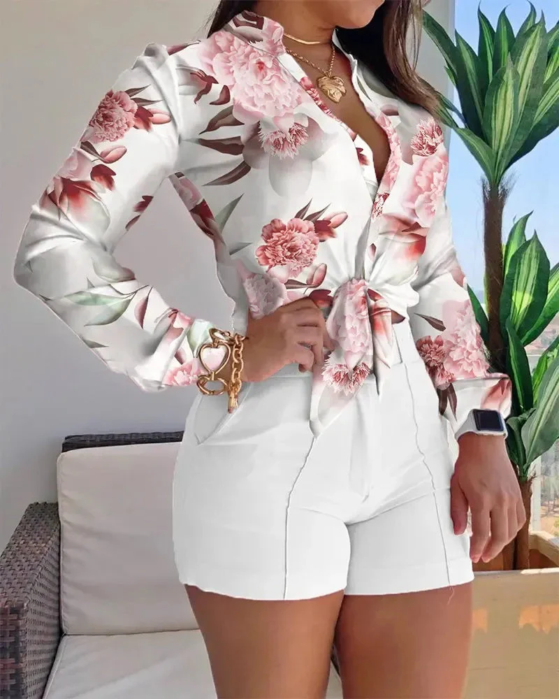 Deanwangkt - Floral Print Long Sleeve Button Down Shirt - Deanwangkt