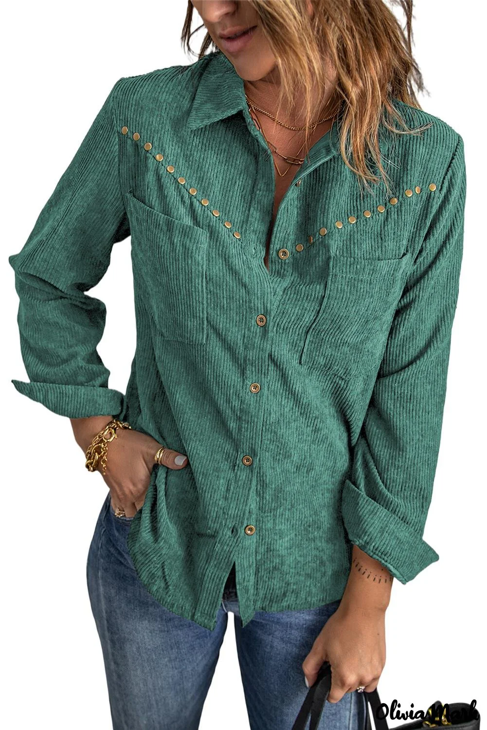 Deanwangkt - Beige corduroy buttoned long sleeve shirt with pockets - Deanwangkt