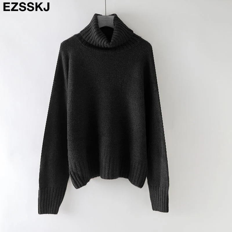 Christmas Gift autumn Winter casual cashmere oversize thick Sweater pullovers Women Deanwangkt loose Turtleneck women's sweaters jumper - Deanwangkt
