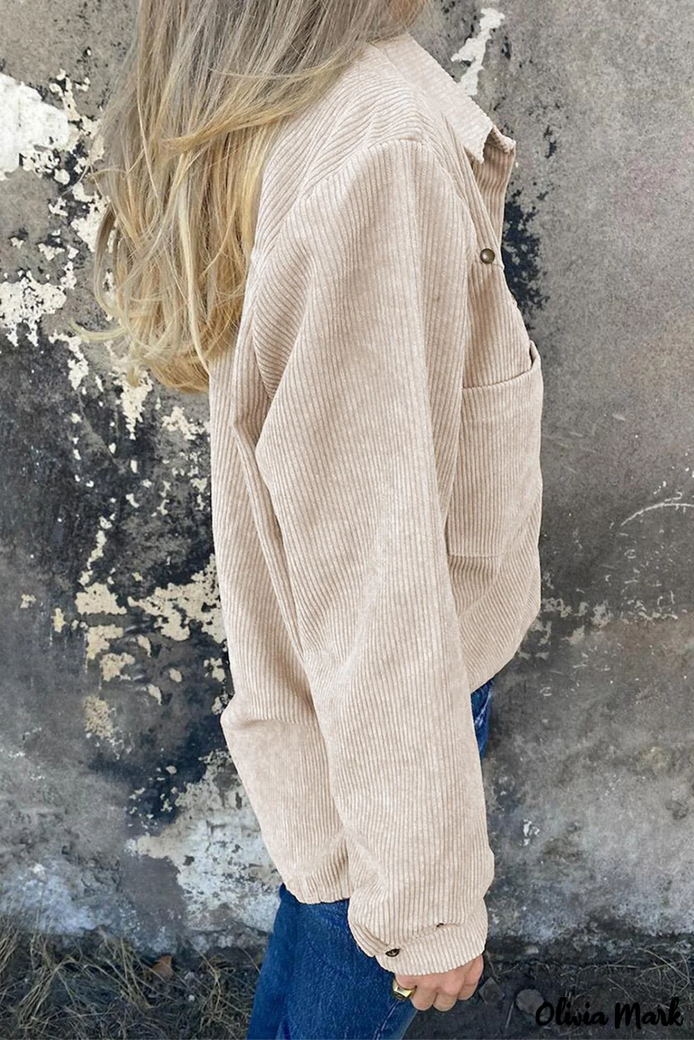 Deanwangkt - Beige corduroy buttoned long sleeve shirt with pockets - Deanwangkt