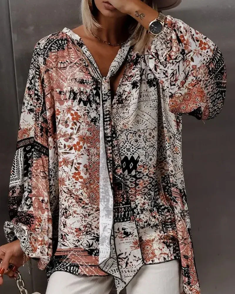 Deanwangkt - Long sleeve top with tribal print and flowers - Deanwangkt