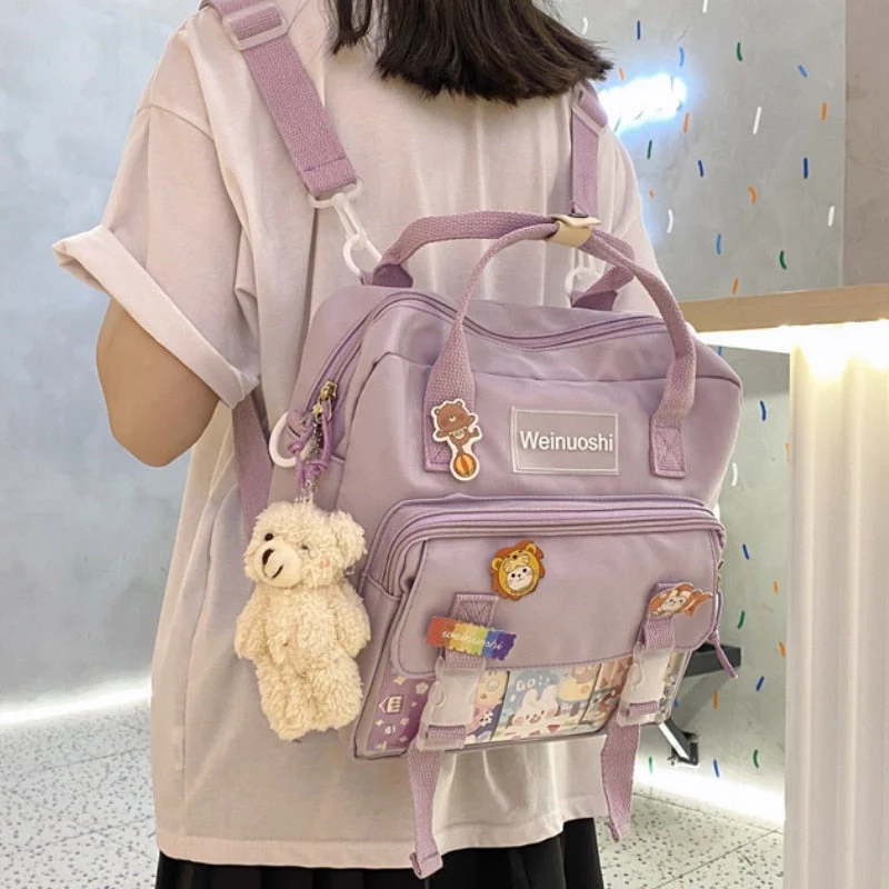 Back to school backpack Small Canvas Teenager Girls For Female Student Patchwork Kawaii Rucksacks Mochila Mini Backpack - Deanwangkt