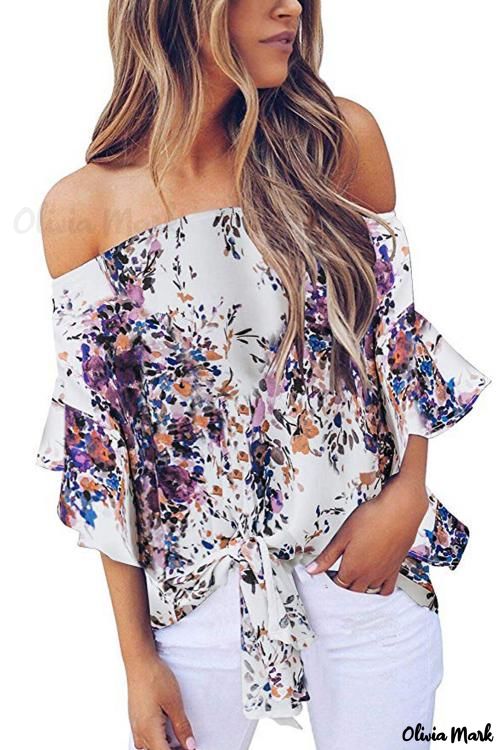 Deanwangkt - Purple Chiffon Off Shoulder Tie Front Blouse - Deanwangkt
