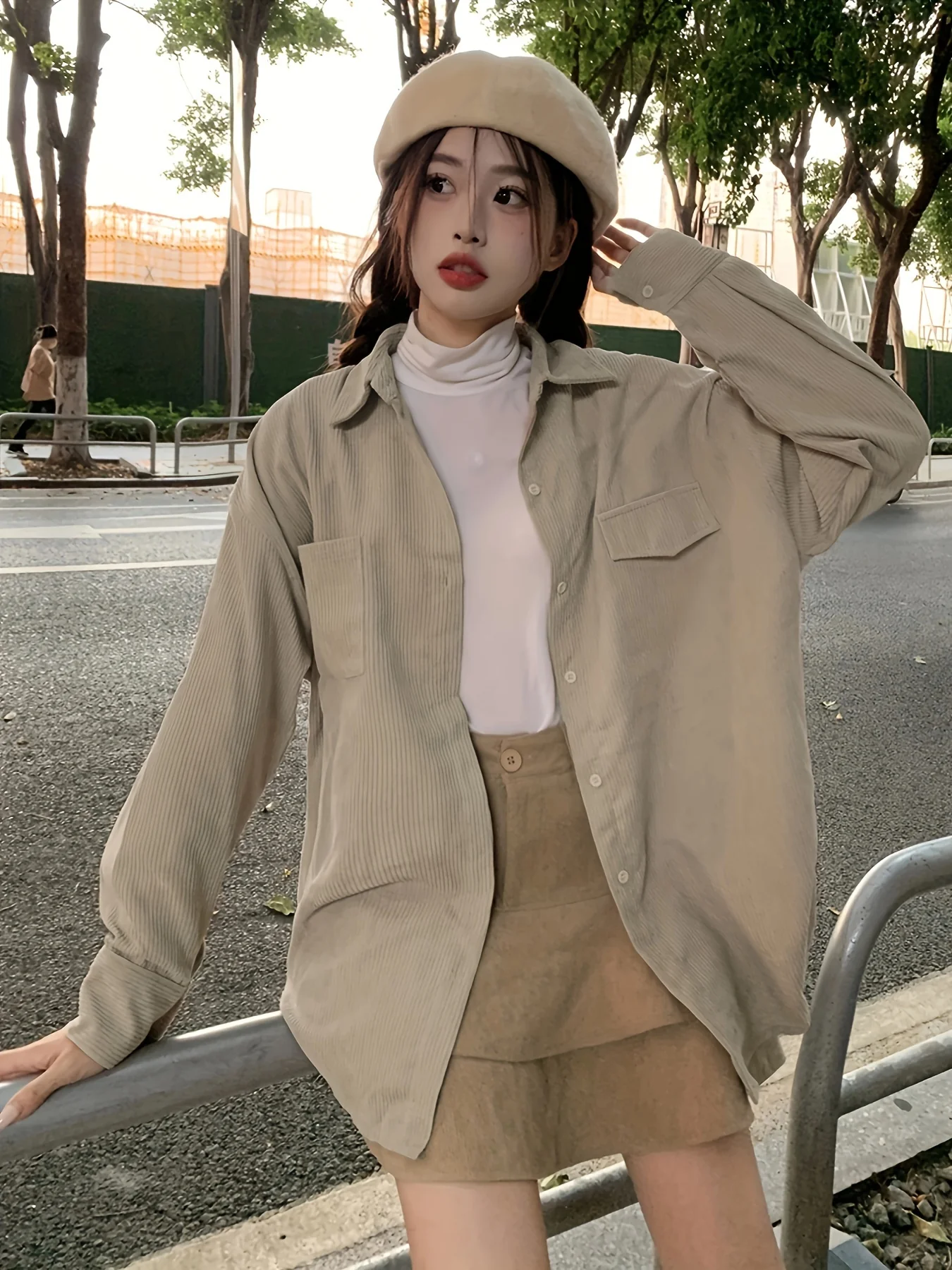 Pocket Polo Collar Button Shirt, Casual Long Sleeve Shirt For Spring & Fall, Women's Clothing - Deanwangkt