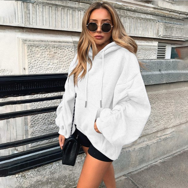 Christmas Gift Autumn winter brushed Women Hoodies solid Casual Full Sleeve pullovers fleece women's Sweatshirts - Deanwangkt