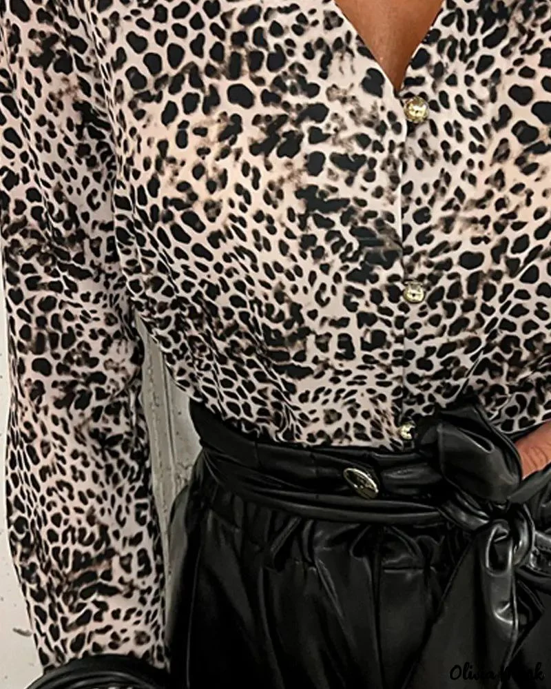 Deanwangkt - Leopard Print Long Sleeve Button Down Shirt - Deanwangkt