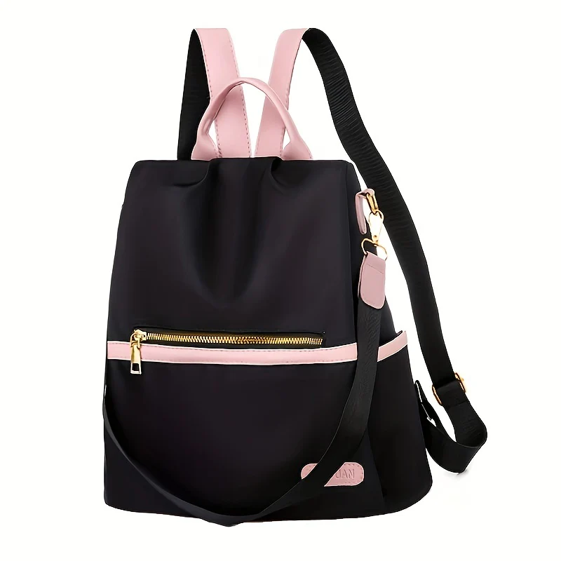 Casual Colorblock Zipper Backpack, Zipper Versatile Rucksack, Women's Travel Storage Bag - Deanwangkt