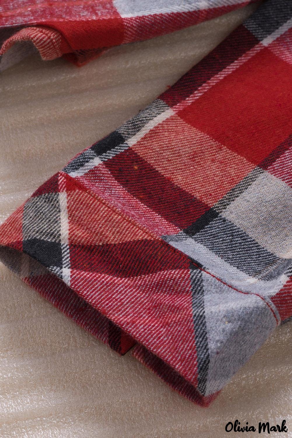 Deanwangkt - Red checkered button down blouse with pocket - Deanwangkt