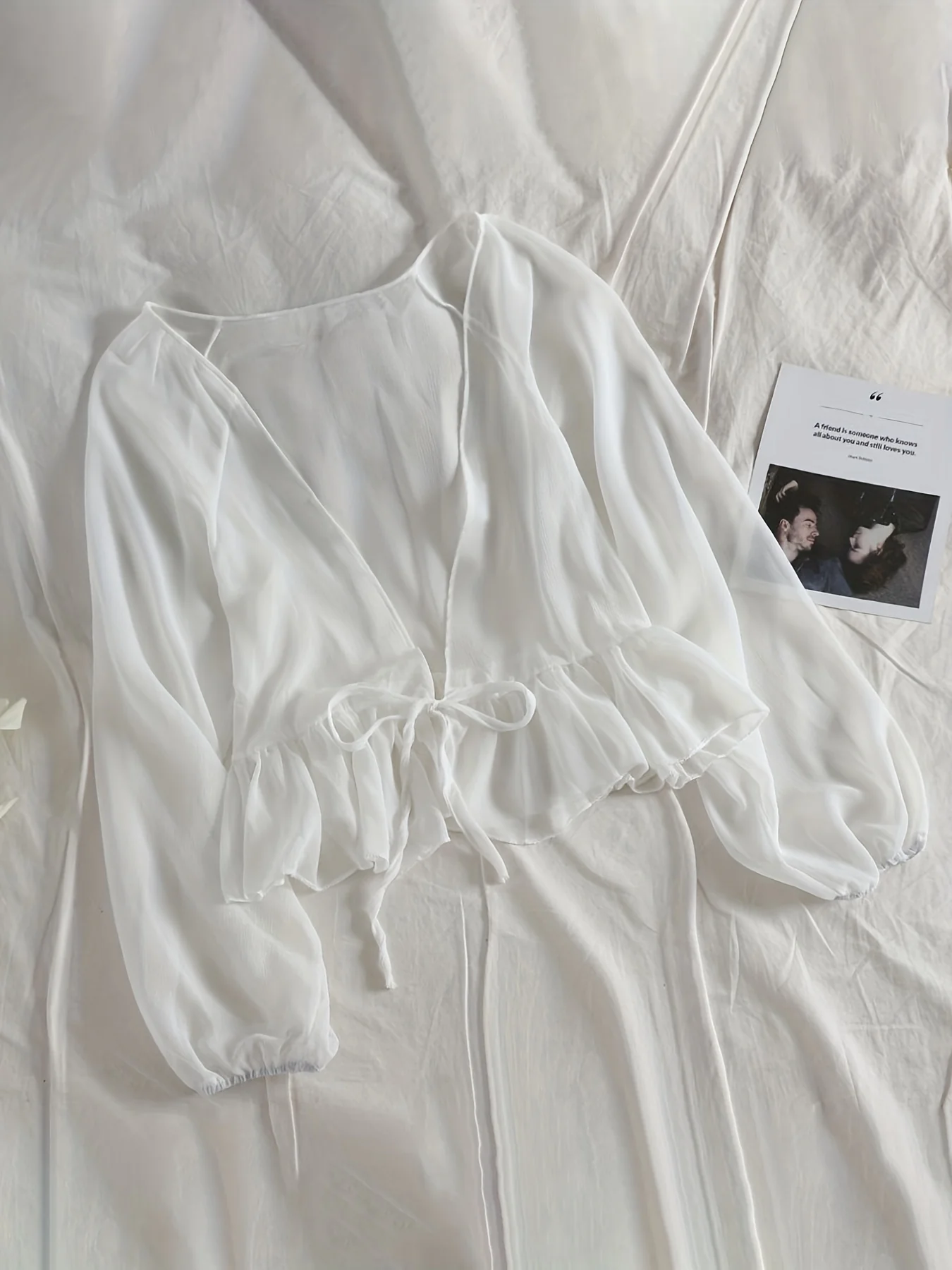 Long Sleeve Ruffle Hem Blouse, Loose Casual Top, Women's Clothing - Deanwangkt