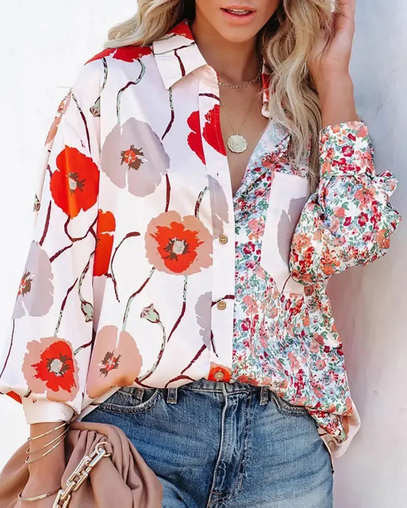 Deanwangkt - Floral Print Long Sleeve Shirt - Deanwangkt