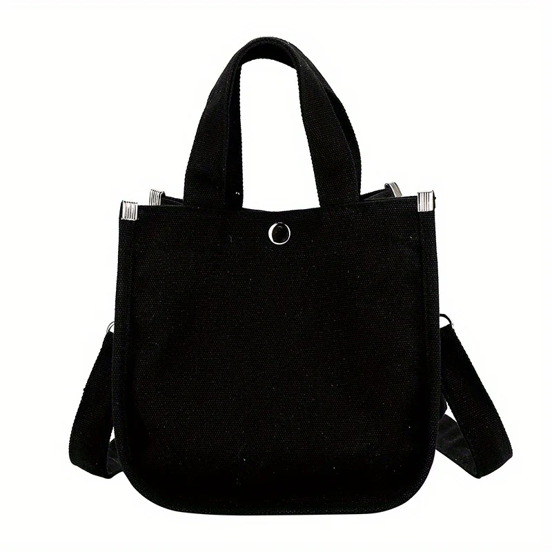 Mini Canvas Crossbody Tote Bag, Solid Color Simple Shoulder Bag, Casual Handbag & Coin Purse - Deanwangkt