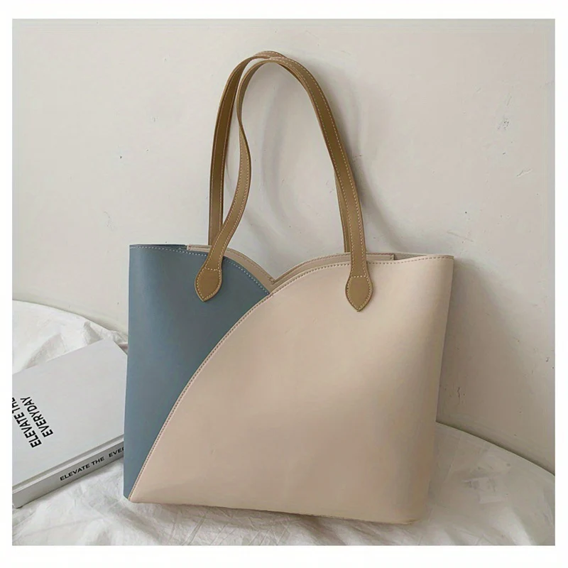 deanwangkt  Trendy Colorblock Tote Bag, All-Match Large Capacity Shoulder Bag, Casual Handbag For Work - Deanwangkt