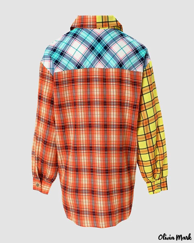 Deanwangkt - Color Block Plaid Button-Up Shirt - Deanwangkt