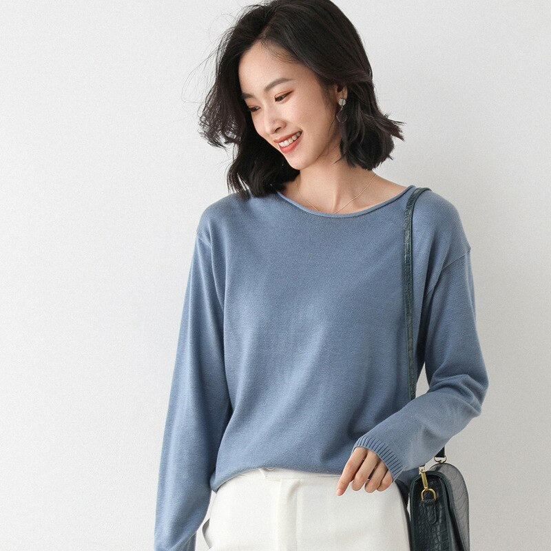 Christmas Gift Deanwangkt Autumn Winter Thin Sweater Women Knitted Sweater Fashion Crew-V-neck  Ladies Winter Sweater Korean College Style - Deanwangkt