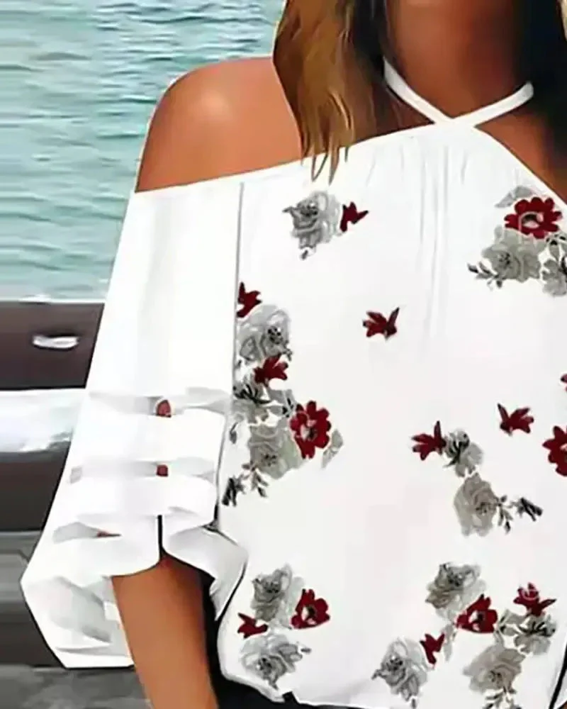 Deanwangkt - Off The Shoulder Floral Print Sheer Mesh Top - Deanwangkt