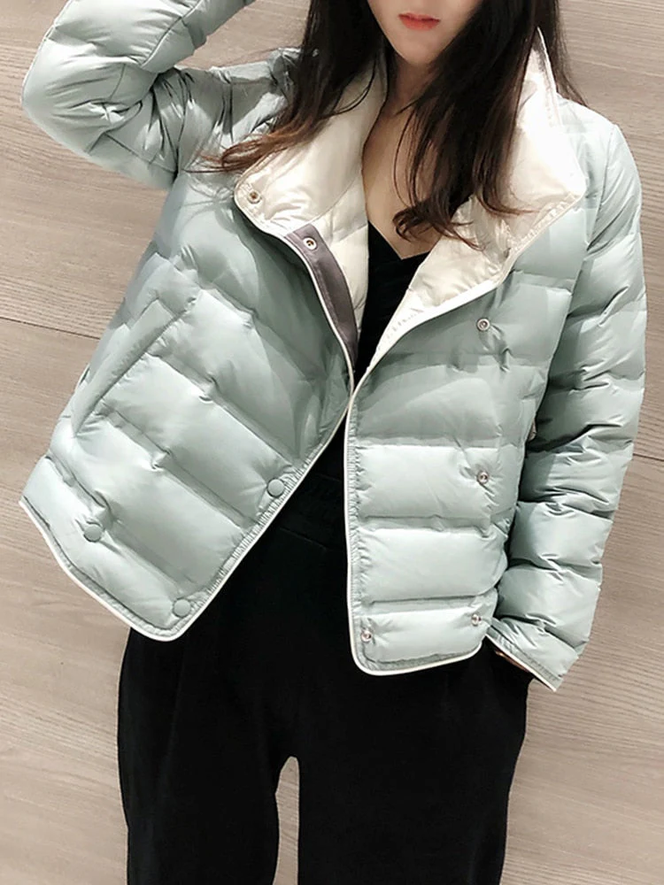 Black Friday Sales Winter Women Stand Collar Ultra Light Short Down Coat 90% White Duck Down Warm Single Breasted Jacket Lady Snow Outwear - Deanwangkt