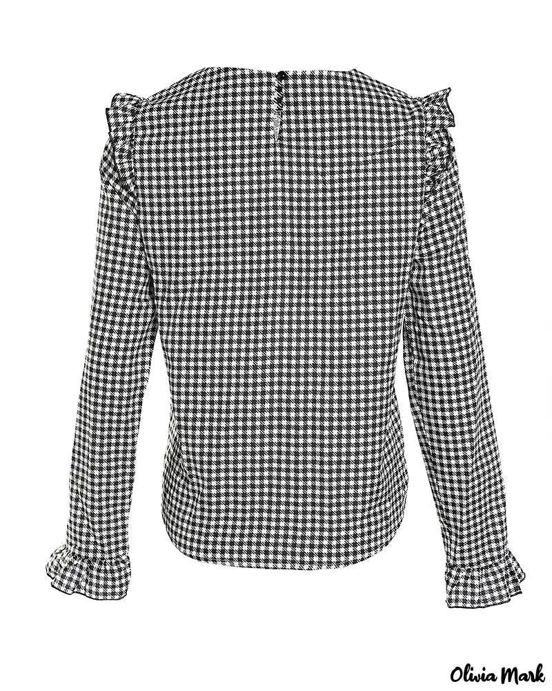 Deanwangkt - Plaid Ruffle Hem Long Sleeve Top - Deanwangkt