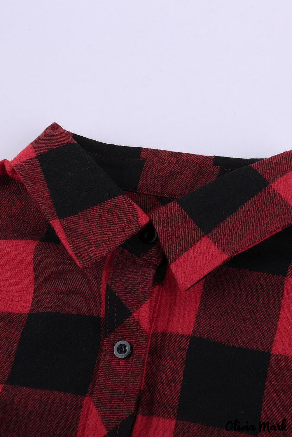 Deanwangkt - Red Buffalo Plaid Blouse with Button Pocket - Deanwangkt