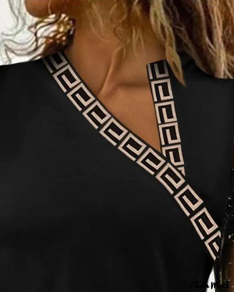 Deanwangkt - Geometric Trim Glitter Sheer Mesh Long Sleeve Top - Deanwangkt