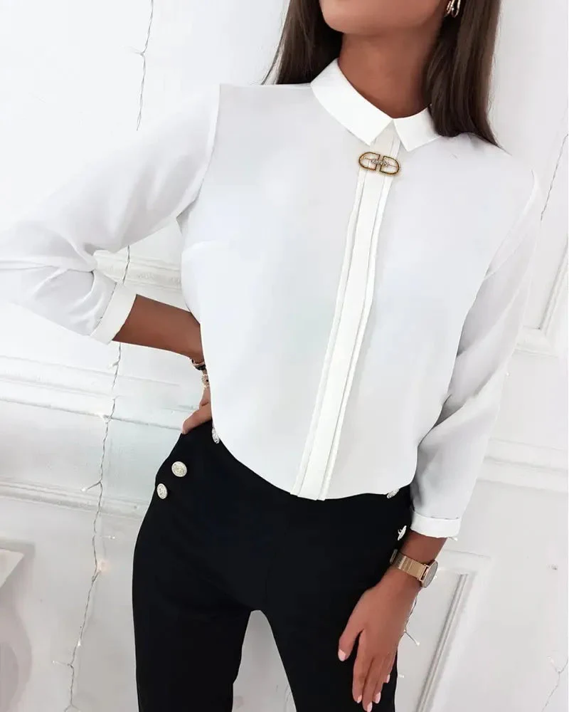 Deanwangkt - Plain Long Sleeve Casual Shirt - Deanwangkt