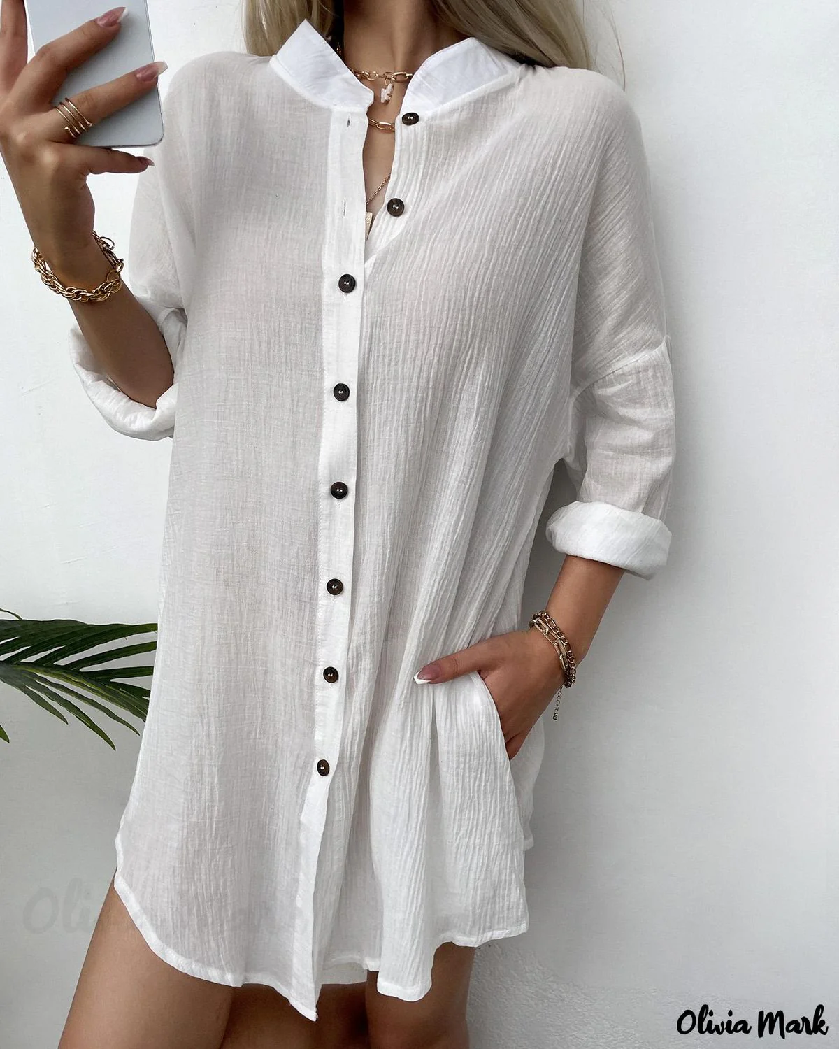 Deanwangkt - Long Sleeve Button Pocket Blouse - Deanwangkt