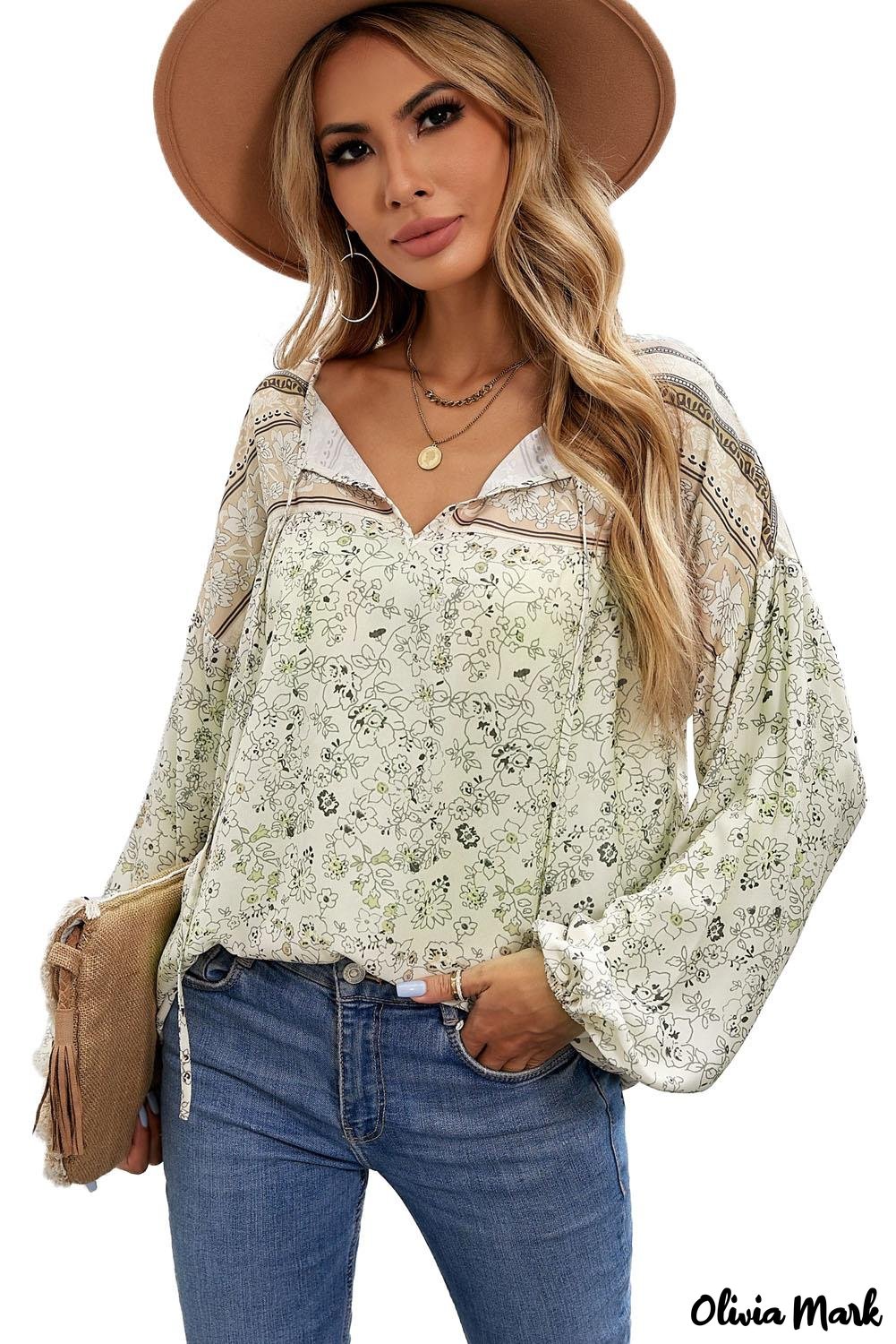 Deanwangkt - Loose puff sleeve shirt with drawstring and floral print - Deanwangkt