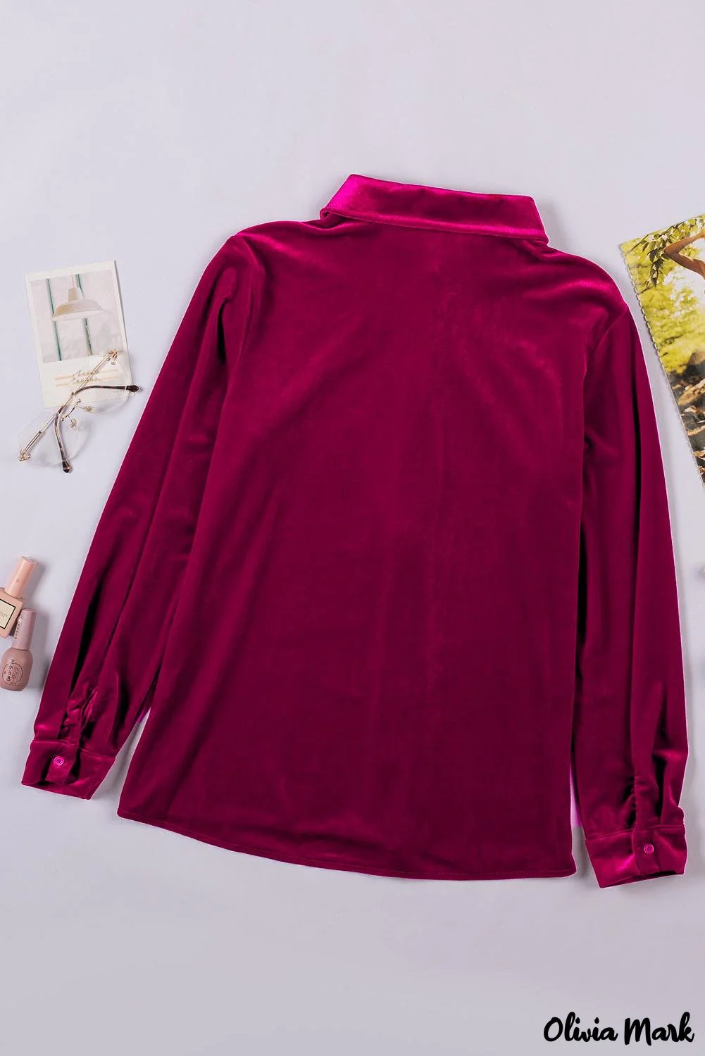 Deanwangkt - Navy Velvet Button Pocket Long Sleeve Shirt - Deanwangkt
