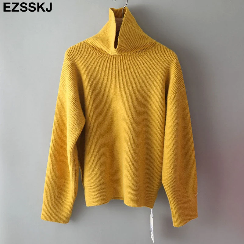 Christmas Gift Deanwangkt Women's Sweater Autumn Winter Warm Turtlenecks Casual Loose Oversized Lady Sweaters Knitted Pullover Top Pull Femme - Deanwangkt