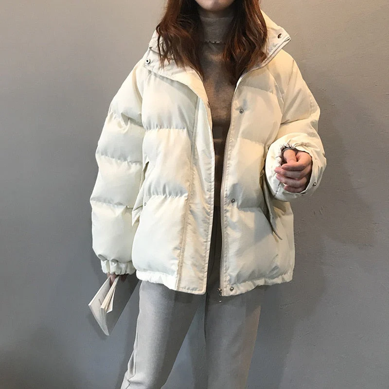 Christmas Gift Deanwangkt New Winter Women's Jacket Coat Korean Style Beige Padded Puffer Parkas Casual Pink Ropa Mujer Invierno Clothes for Women - Deanwangkt