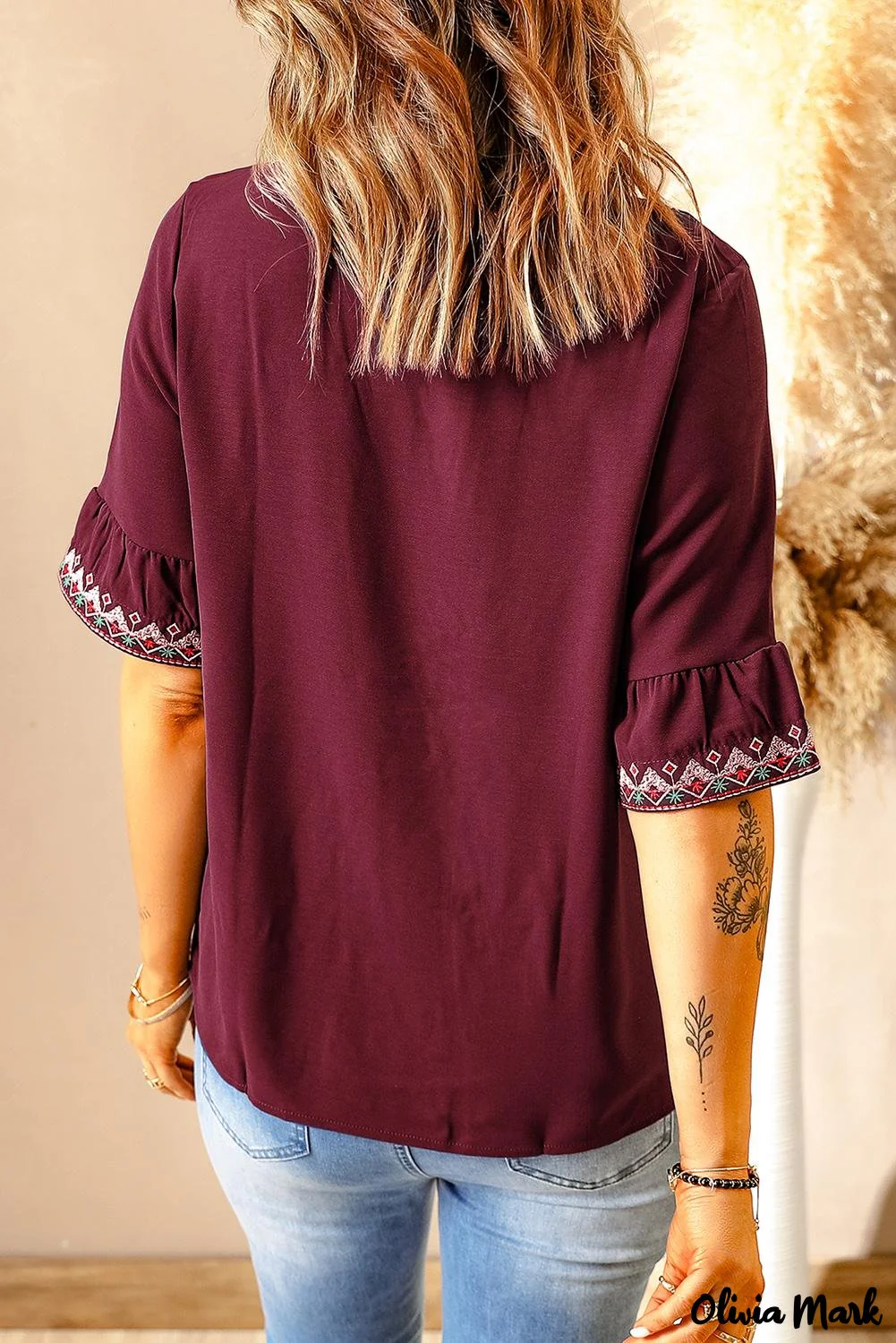 Deanwangkt - Green Bohemian Floral V-Neck Casual Blouse - Deanwangkt