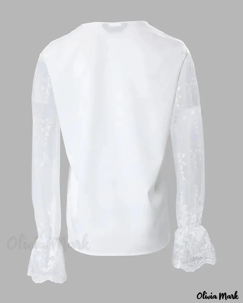 Deanwangkt - Christmas Snowman Print Contrast Lace Long Sleeve Top - Deanwangkt