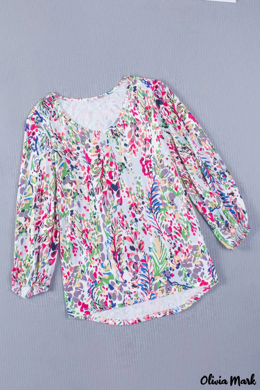 Deanwangkt - Green Floral Print Puff Sleeve Loose Blouse - Deanwangkt