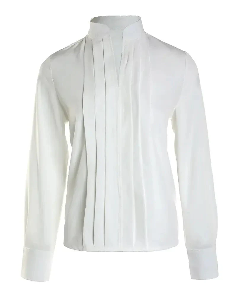 Deanwangkt - V-Cut Long Sleeve Ruched Top - Deanwangkt