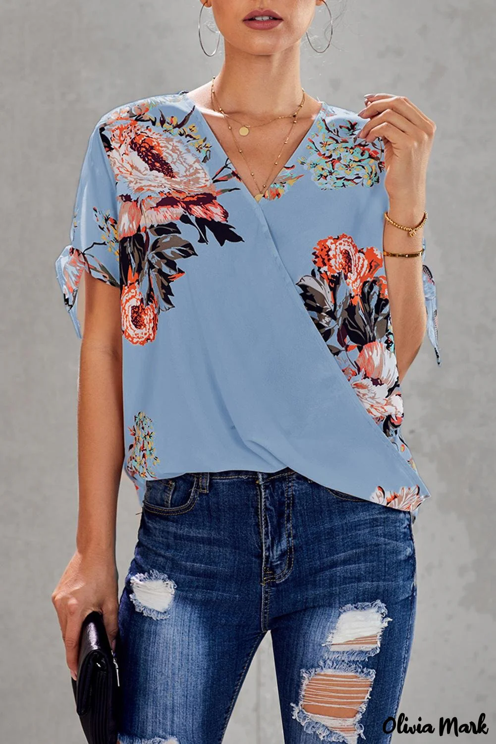 Deanwangkt - Orange Floral Twist Top - Deanwangkt