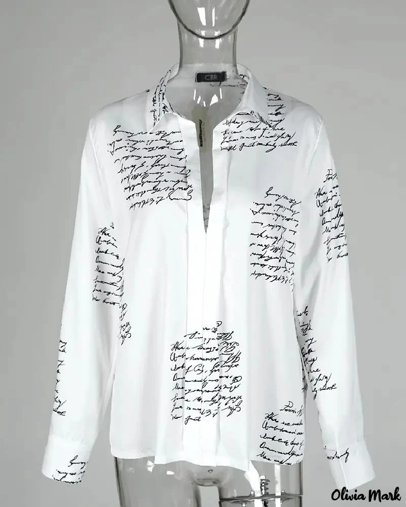 Deanwangkt - Casual Letter Print Long Sleeve Shirt - Deanwangkt