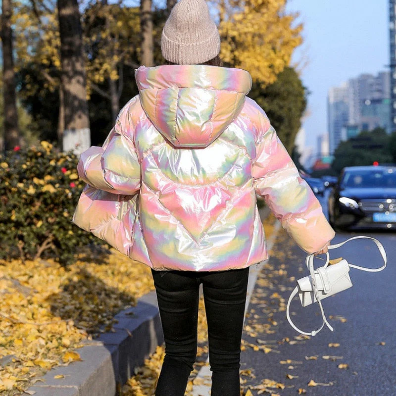 Christmas Gift Deanwangkt New Winter Jacket Coats Women Parkas Hooded Glossy Down Cotton Jacket Warm Casual Parka Padded Cotton Coat Female P1062 - Deanwangkt