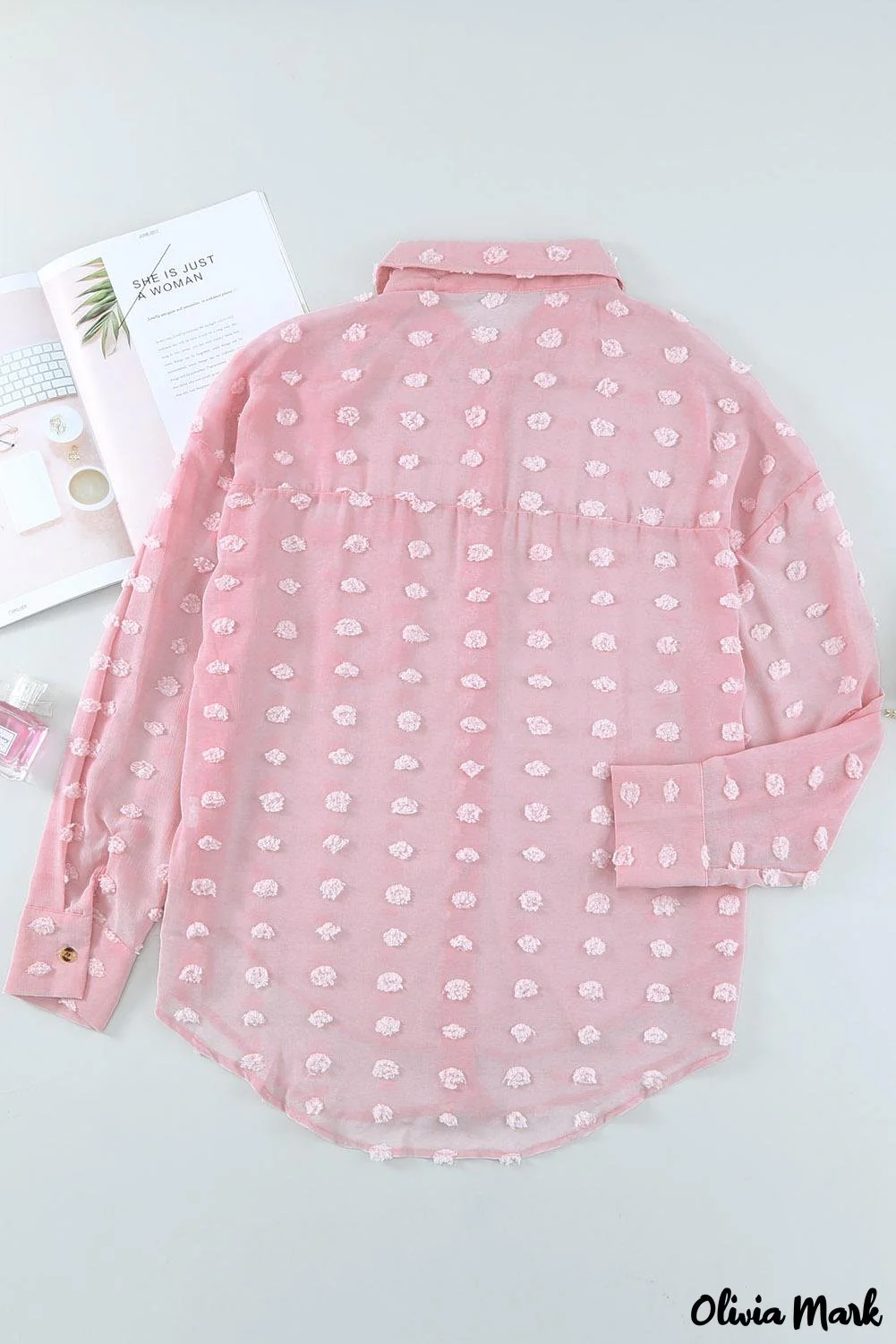 Deanwangkt - Green Polka Dot Long Sleeve Button Pocket Shirt - Deanwangkt