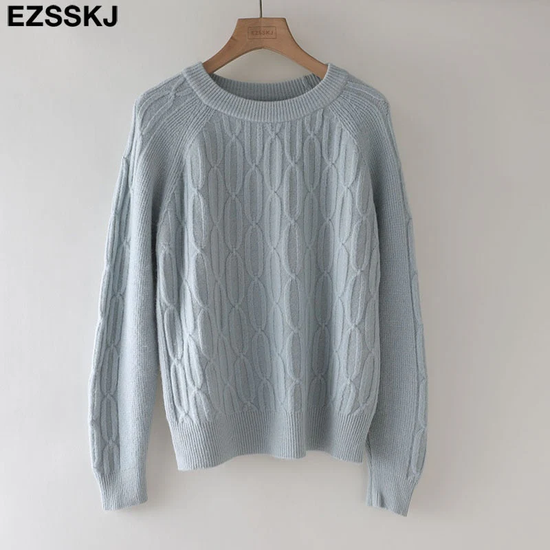 Christmas Gift Autumn Winter casual o-neck WOOL thick Sweater pullovers Women Deanwangkt loose elegant Sweater Pullover female long Sleeve - Deanwangkt