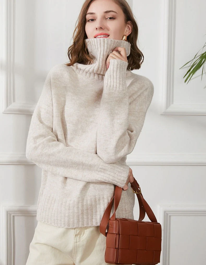 Christmas Gift autumn Winter casual cashmere oversize thick Sweater pullovers Women loose Turtleneck women's sweaters jumper - Deanwangkt