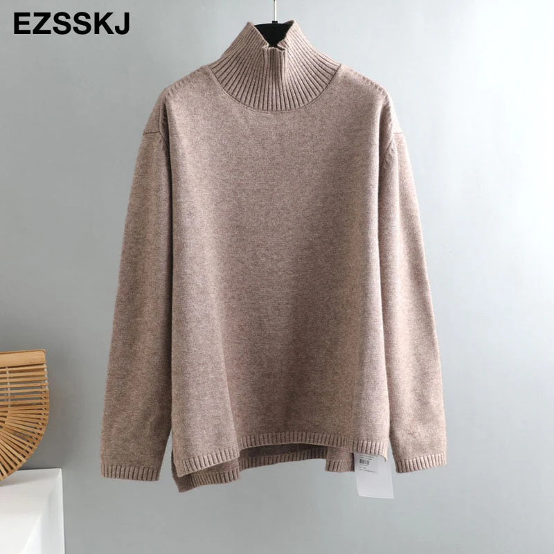 Christmas Gift Autumn Winter O-NECK oversize thick Sweater pullovers Women Deanwangkt loose cashmere  turtleneck Sweater Pullover female Long Sleeve - Deanwangkt