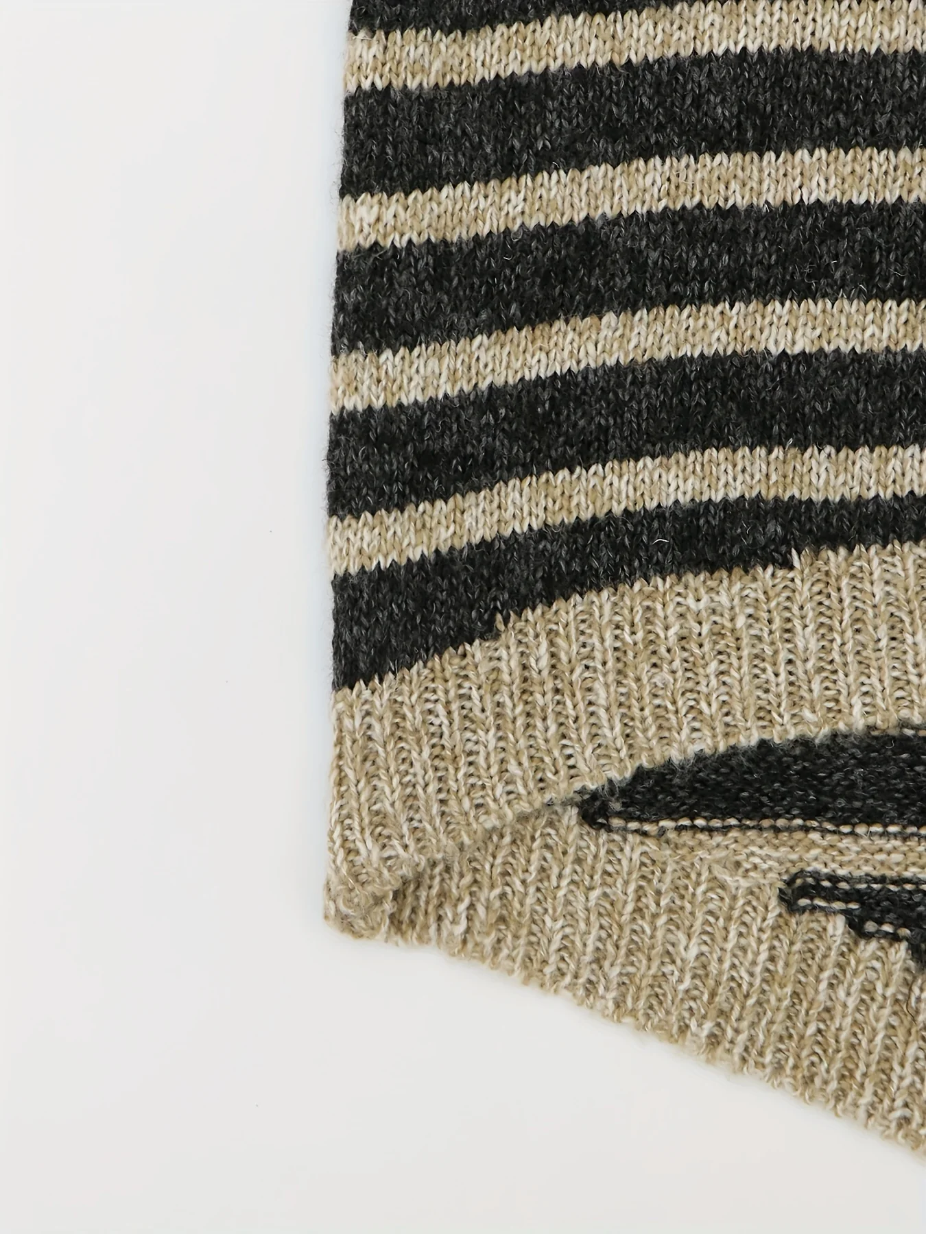 Striped Turtle Neck Pullover Sweater, Casual Long Sleeve Dipped Hem Oversized Sweater, Women's Clothing - Deanwangkt